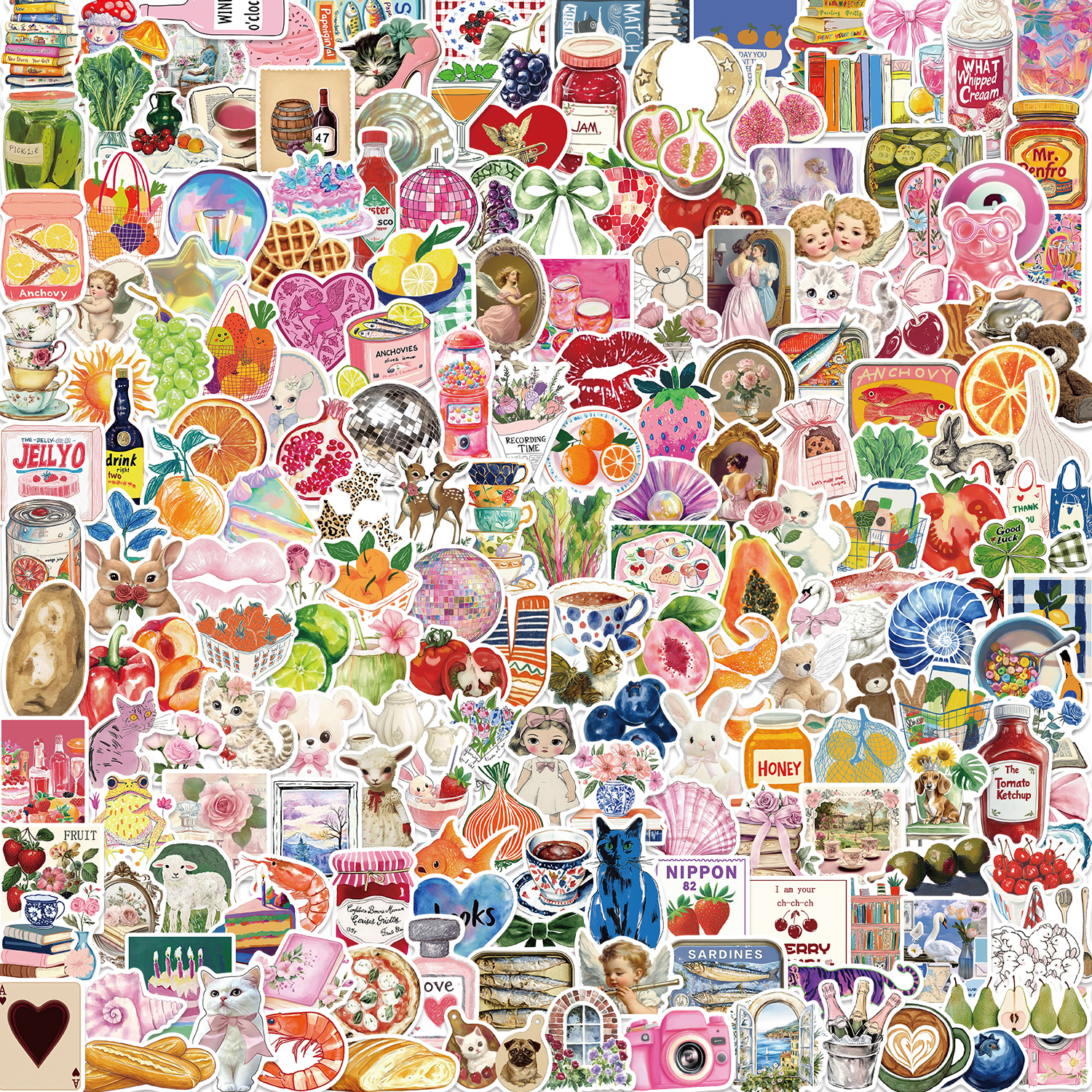 Vintage Fashion Pinterest - 200Pcs Aesthetic Pinterest Sticker Cartoon Vintage