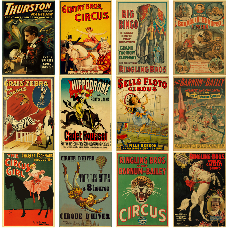 Vintage Fashion Wallpaper - Retro Circus Posters Acrobat Magician Wild