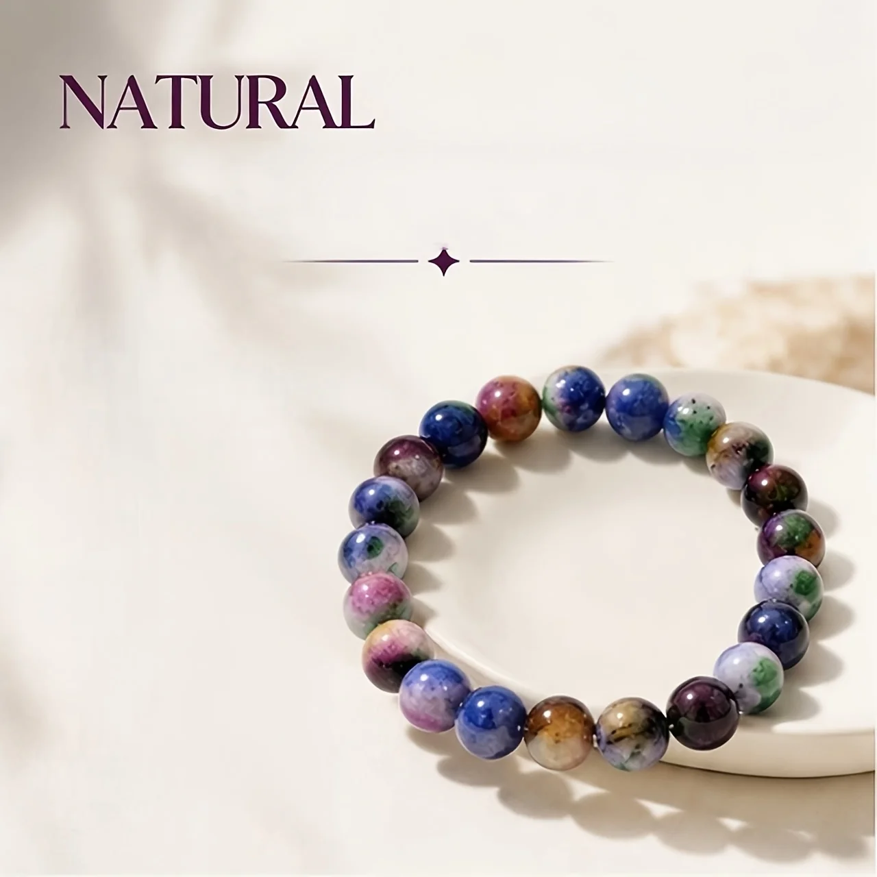 Vintage Vibes Fashion - 1pc 13Mm Iridescent Pattern Natural Stone