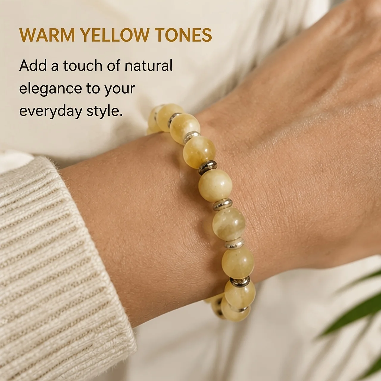 Vintage Vibes Fashion - 1pc Natural Yellow Calcite Bracelet for