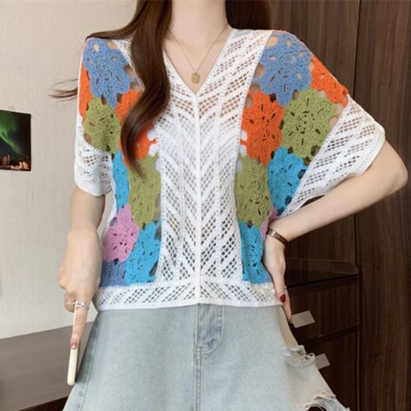 Crochet Top Boho - Floral Crochet Knit Top for Women