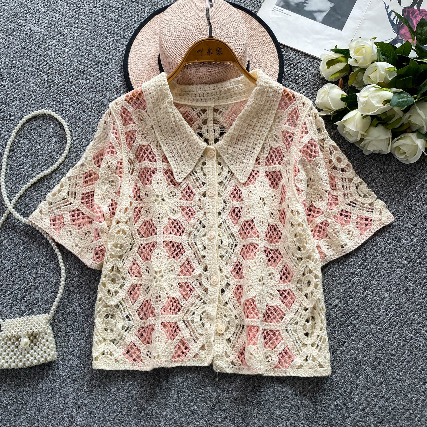 Button Up Crochet Top Short Sl – Crochet Top Boho Bewertung und Preis