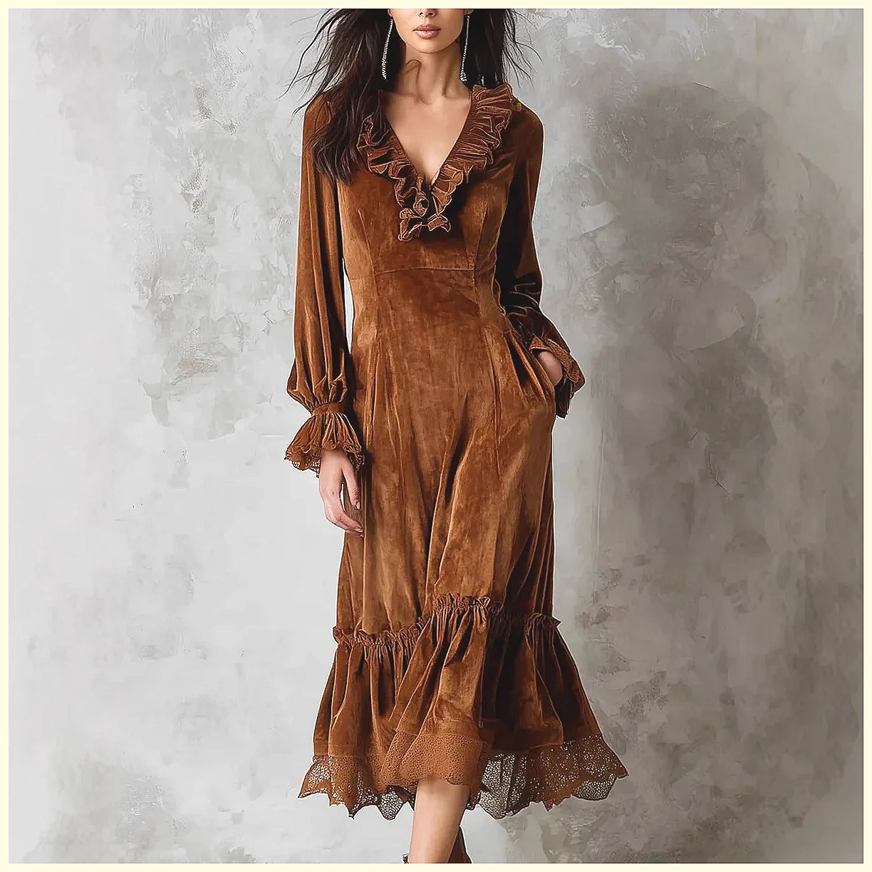 Vintage Velvet Maxi Dress V-Ne – Vintage Y2K Bewertung und Preis