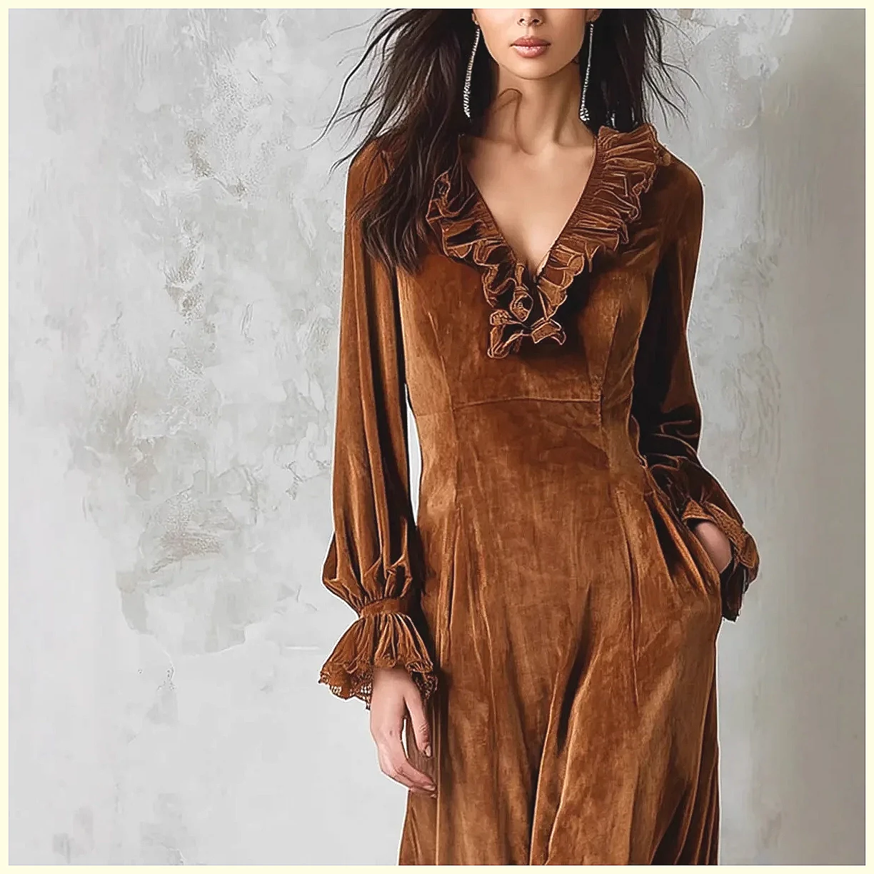 Vintage Velvet Maxi Dress V-Ne – Vintage Y2K Bewertung und Preis
