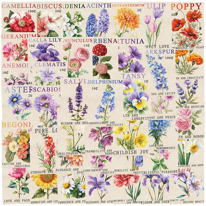 50PCS Vintage Flower Postage S – Vintage Fashion Magazine Bewertung und Preis