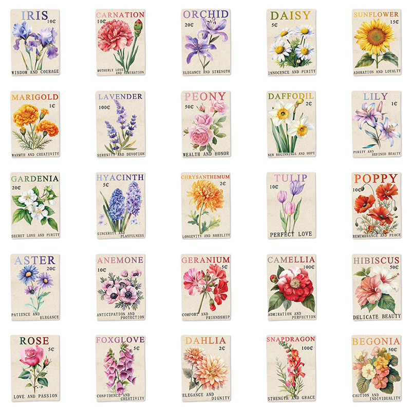 50PCS Vintage Flower Postage S – Vintage Fashion Magazine Bewertung und Preis