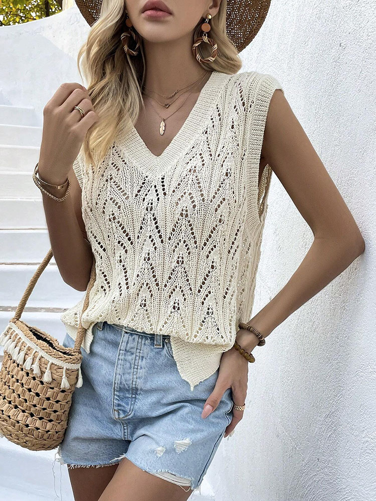 Women's Beige Crochet Vest Top – Crochet Top Boho Bewertung und Preis