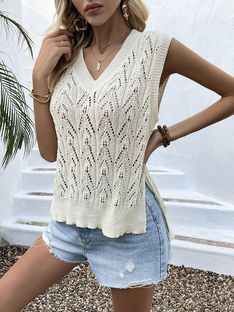 Women's Beige Crochet Vest Top – Crochet Top Boho Bewertung und Preis