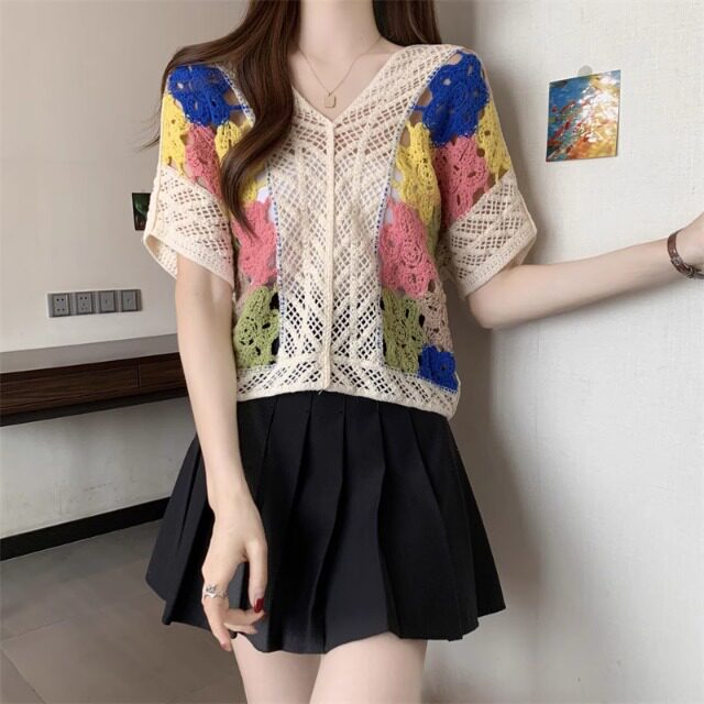 Floral Crochet Knit Top for Wo – Crochet Top Boho Bewertung und Preis
