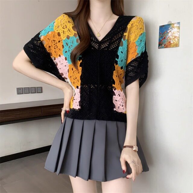 Floral Crochet Knit Top for Wo – Crochet Top Boho Bewertung und Preis