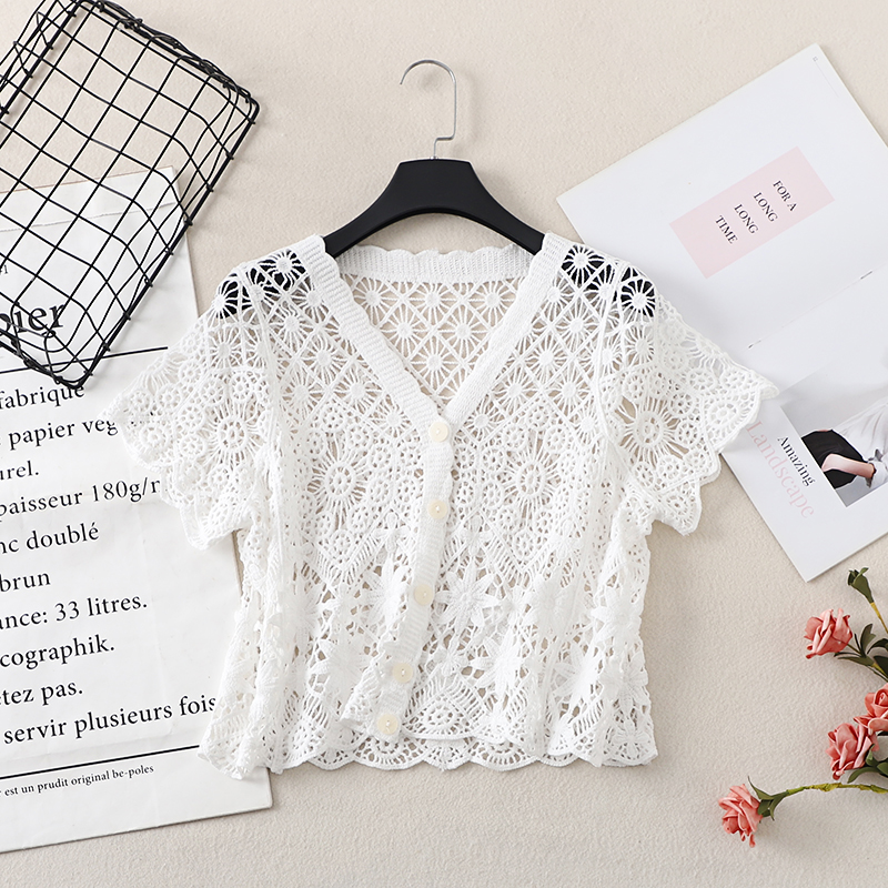Boho Crochet Knit Top Short Sl – Crochet Top Boho Bewertung und Preis