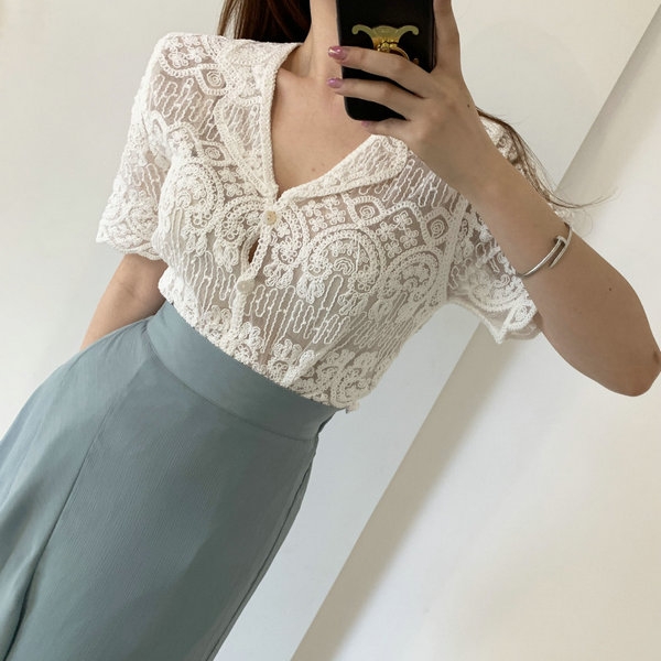 Sheer Embroidery Lace Blouse C – Crochet Top Boho Bewertung und Preis