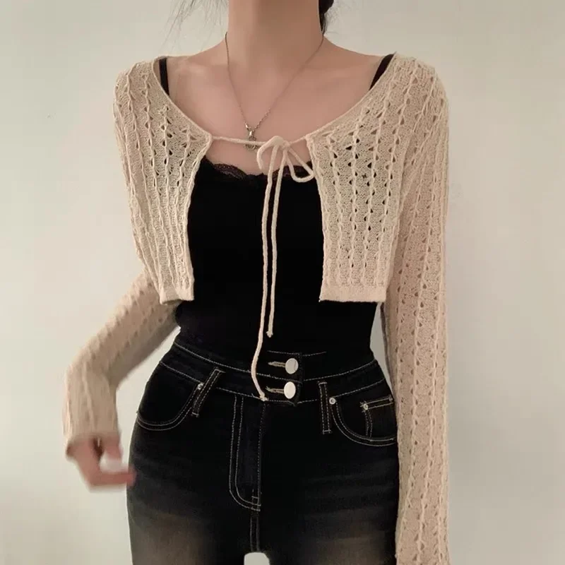 Women Tie Front Crop Cardigan  – Crochet Top Boho Bewertung und Preis
