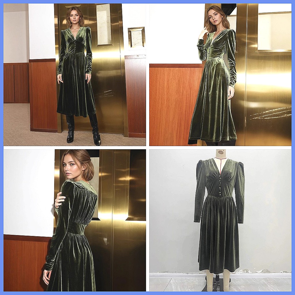 French Vintage Green Velvet V- – Vintage Y2K Bewertung und Preis