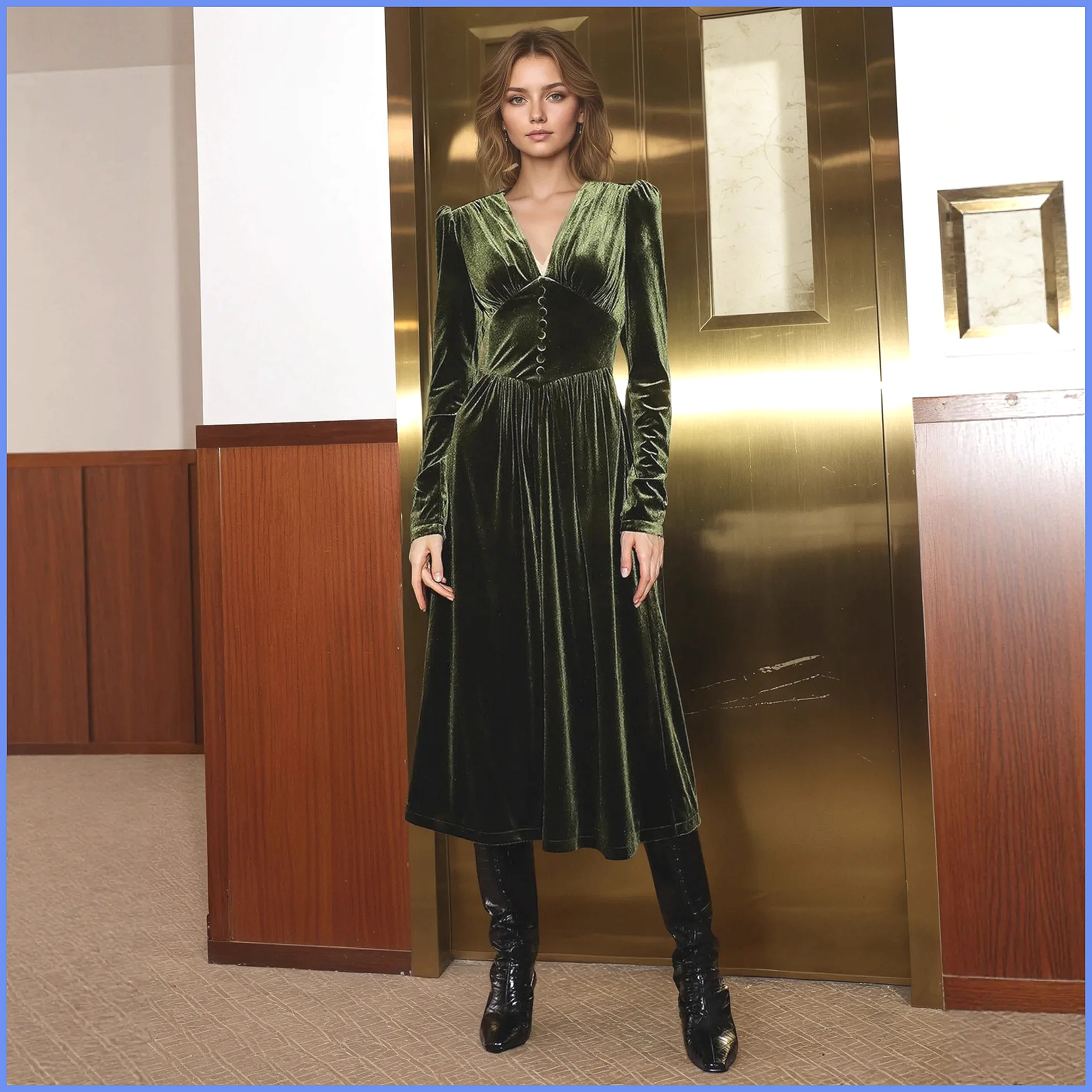 French Vintage Green Velvet V- – Vintage Y2K Bewertung und Preis